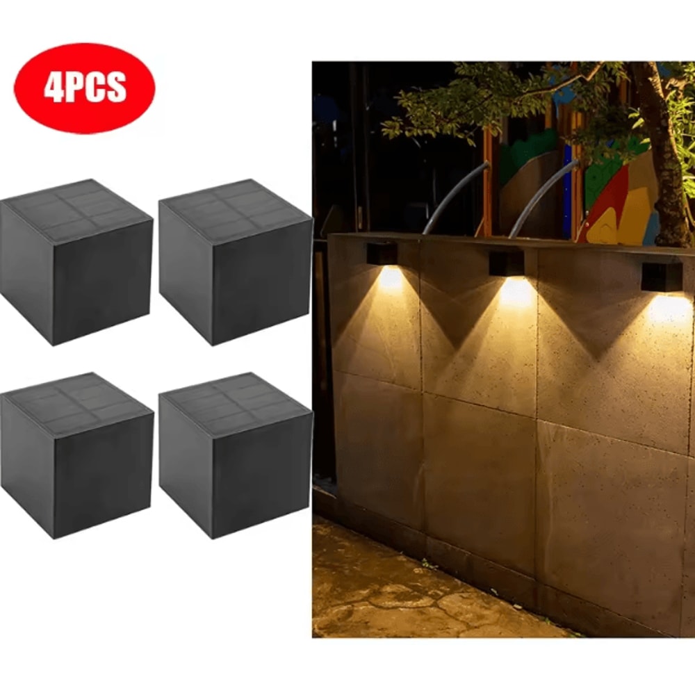 LED Solar Light Outdoor Garden Square Wall Lamp Outdoor Courtyard Garden Fence Lighting Wall Decora 6