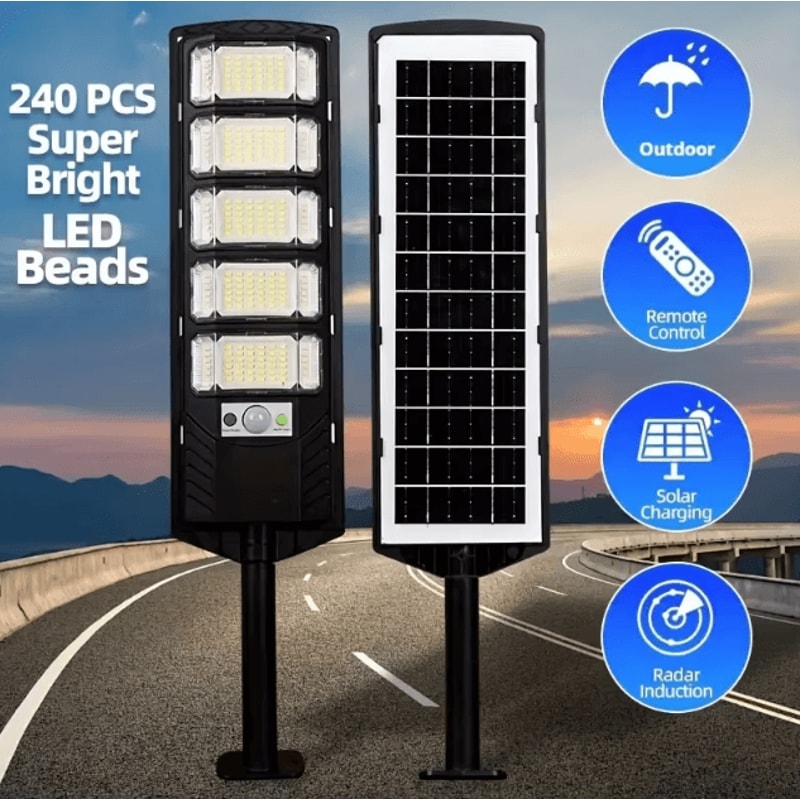 Commercial Solar Street Light 100000LM Outdoor LED Dusk To Dawn Waterproof Security Lamp 2