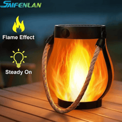 solar flickering flame lantern hanging outdoor with rope handle solar and usb charging for garden yard and christmas