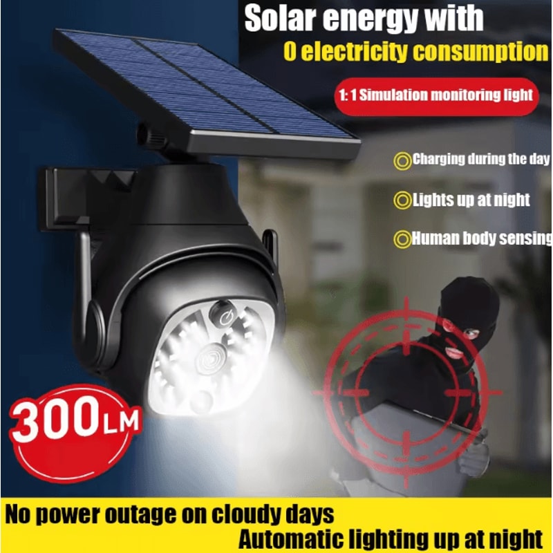 Solar Fake Security Camera Wall Light With Motion Sensor And 3 Lighting Modes IP65 Waterproof Outdo 0