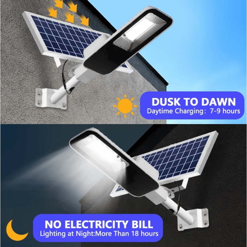 200W Powerful Solar Street Light Outdoor 6000mAh Waterproof Dusk To Dawn Garden Garage Lamp 1