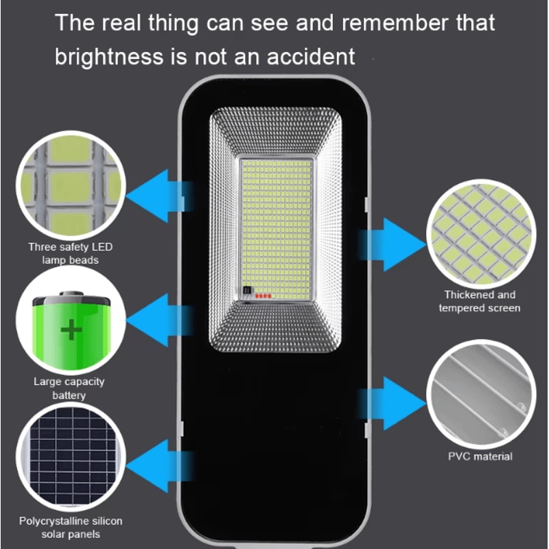 200W Powerful Solar Street Light Outdoor 6000mAh Waterproof Dusk To Dawn Garden Garage Lamp 2