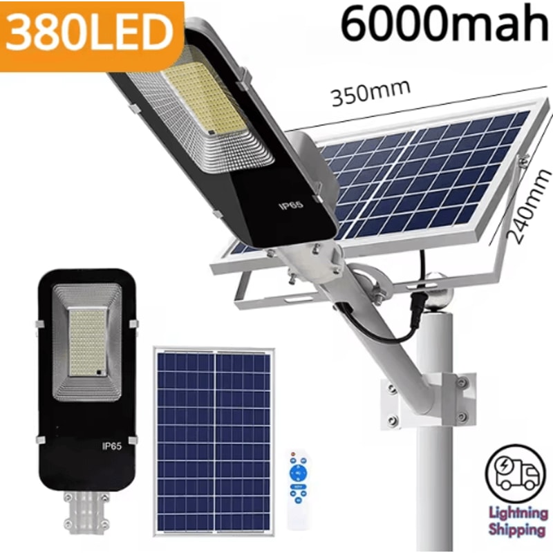 200W Powerful Solar Street Light Outdoor 6000mAh Waterproof Dusk To Dawn Garden Garage Lamp 8