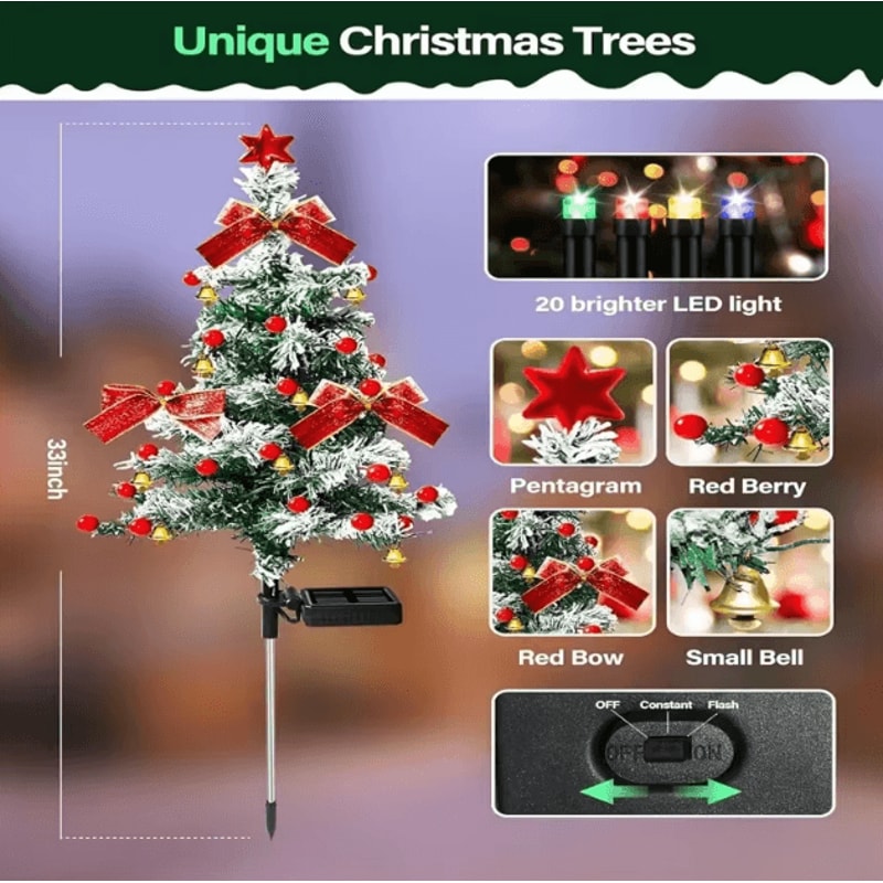 Solar Cedar Christmas Tree Lights Outdoor Patio Garden Lawn Lamp Solar Festive Decor 2