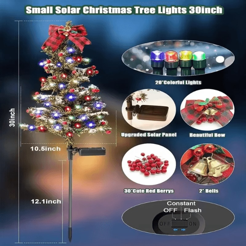 Solar Cedar Christmas Tree Lights Outdoor Patio Garden Lawn Lamp Solar Festive Decor 4