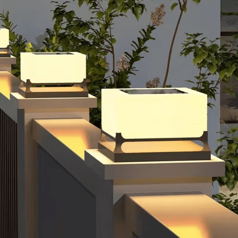 Modern Solar Outdoor Waterproof Decorative Door Post Light Yard Patio Pathway Wall Pillar Lamp 1