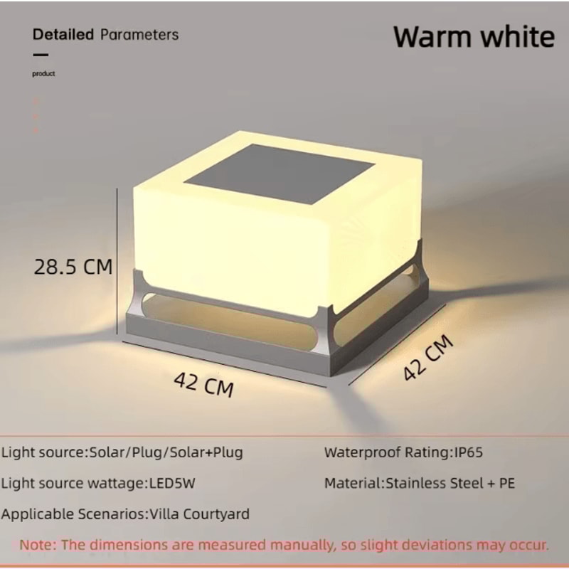 Modern Solar Outdoor Waterproof Decorative Door Post Light Yard Patio Pathway Wall Pillar Lamp 7