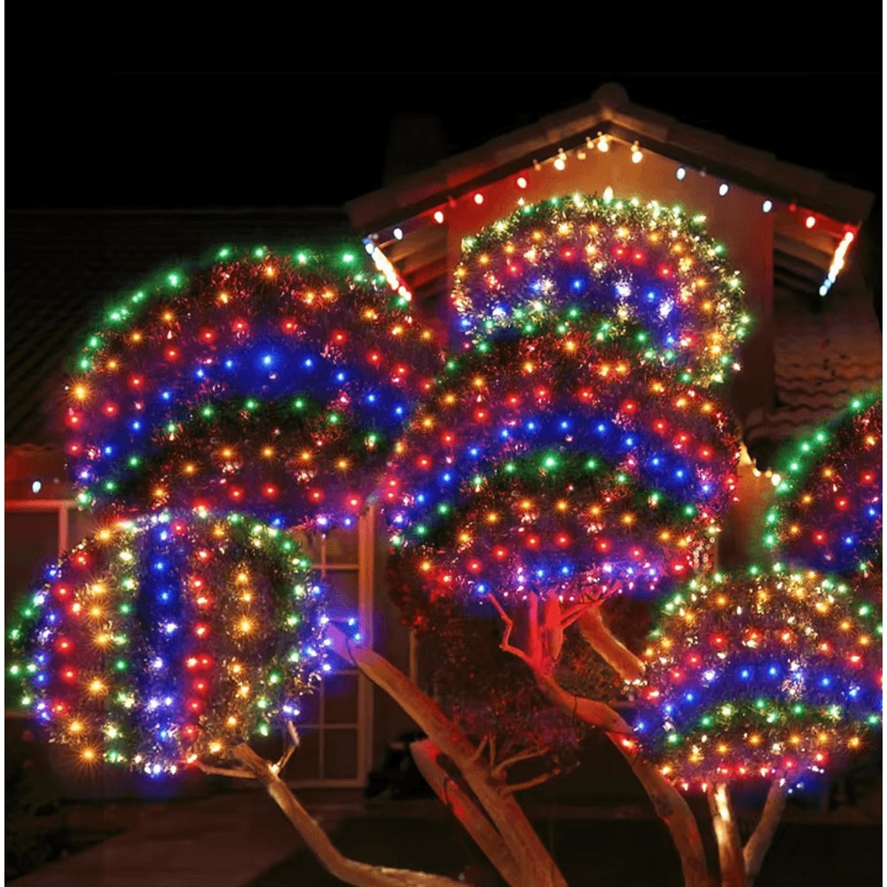 Solar Net Lights Outdoor Waterproof Mesh Lights 200 LED And 100 LED For Garden Patio Wall Roof Balc 1