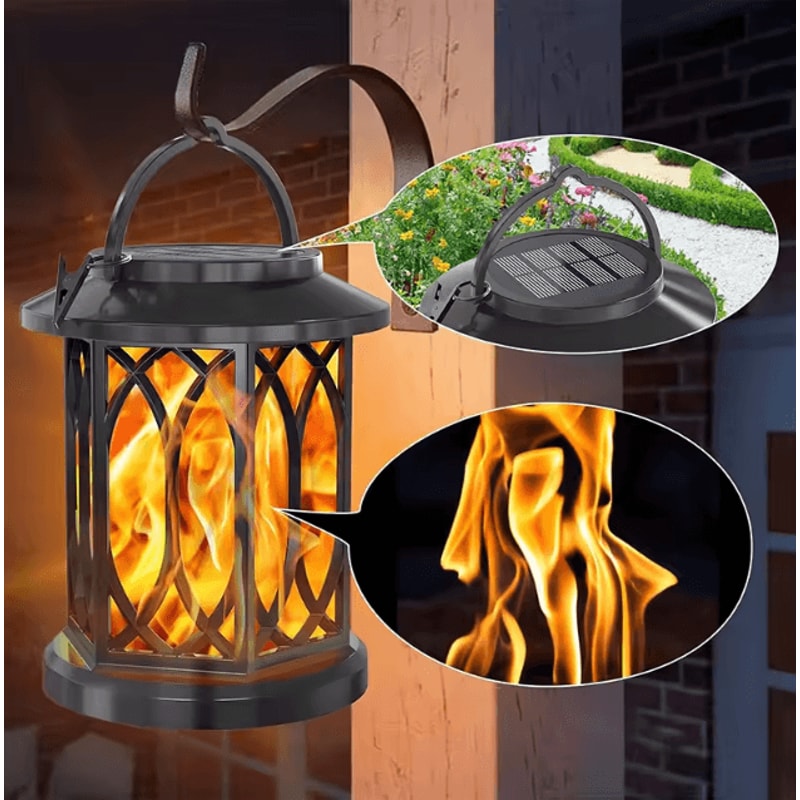 Dancing Flame Solar Lantern Outdoor Solar Flame Lamp Clip Lantern Landscape Pendant Lamp High Power 1