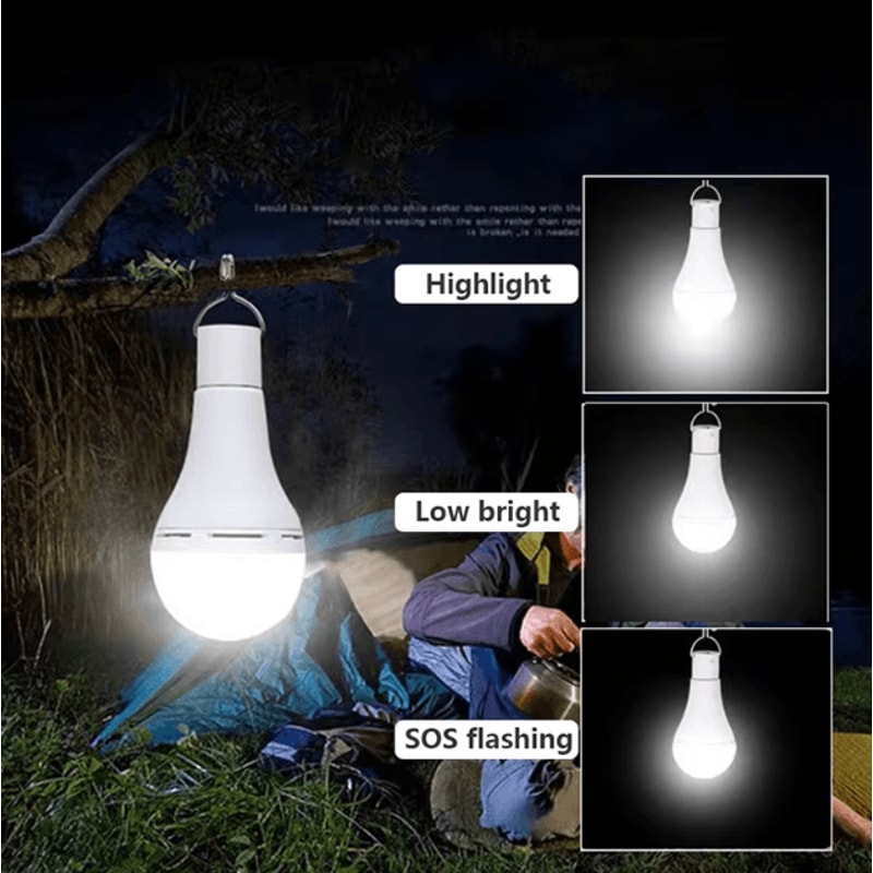 LED Solar Bulb Light Waterproof Outdoor USB Charged Hanging Emergency Sunlight Powered Lamp Portabl 2