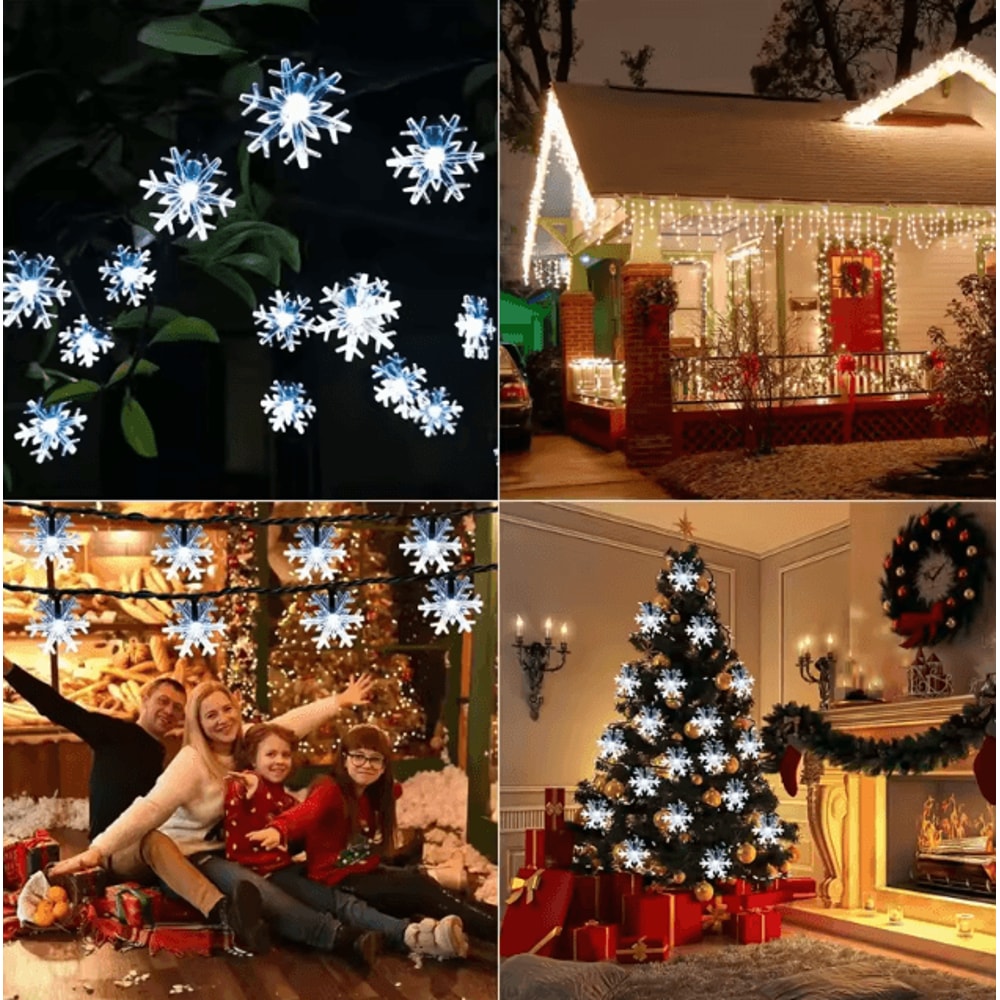 Outdoor Snowflake Solar Light String 5M 7M 12M Garland Lights For Garden Christmas Wedding Party De 3