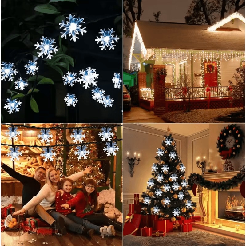 Outdoor Snowflake Solar Light String 5M 7M 12M Garland Lights For Garden Christmas Wedding Party De 3