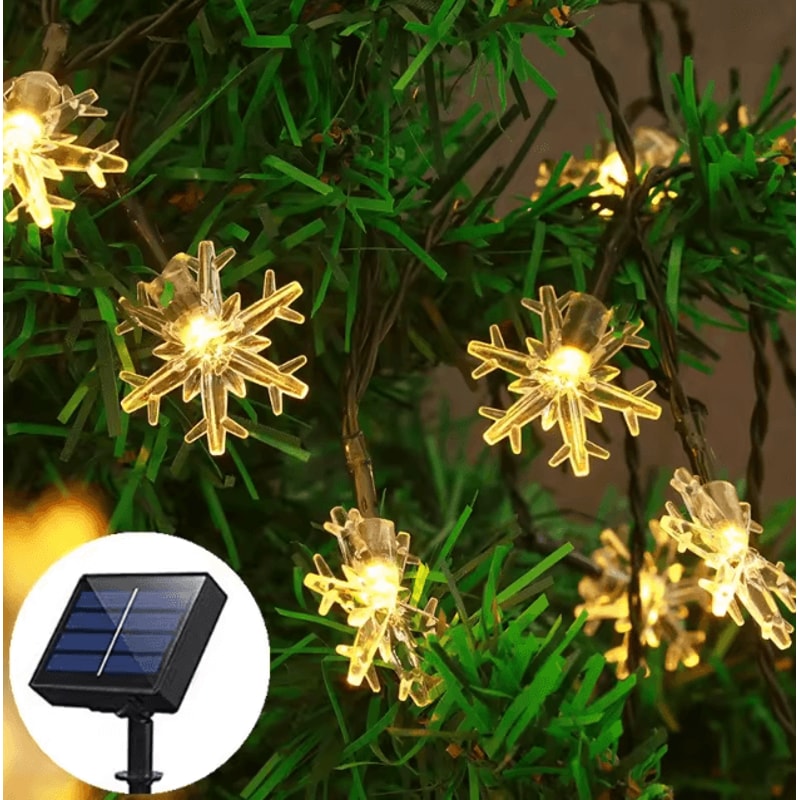Outdoor Snowflake Solar Light String 5M 7M 12M Garland Lights For Garden Christmas Wedding Party De 6