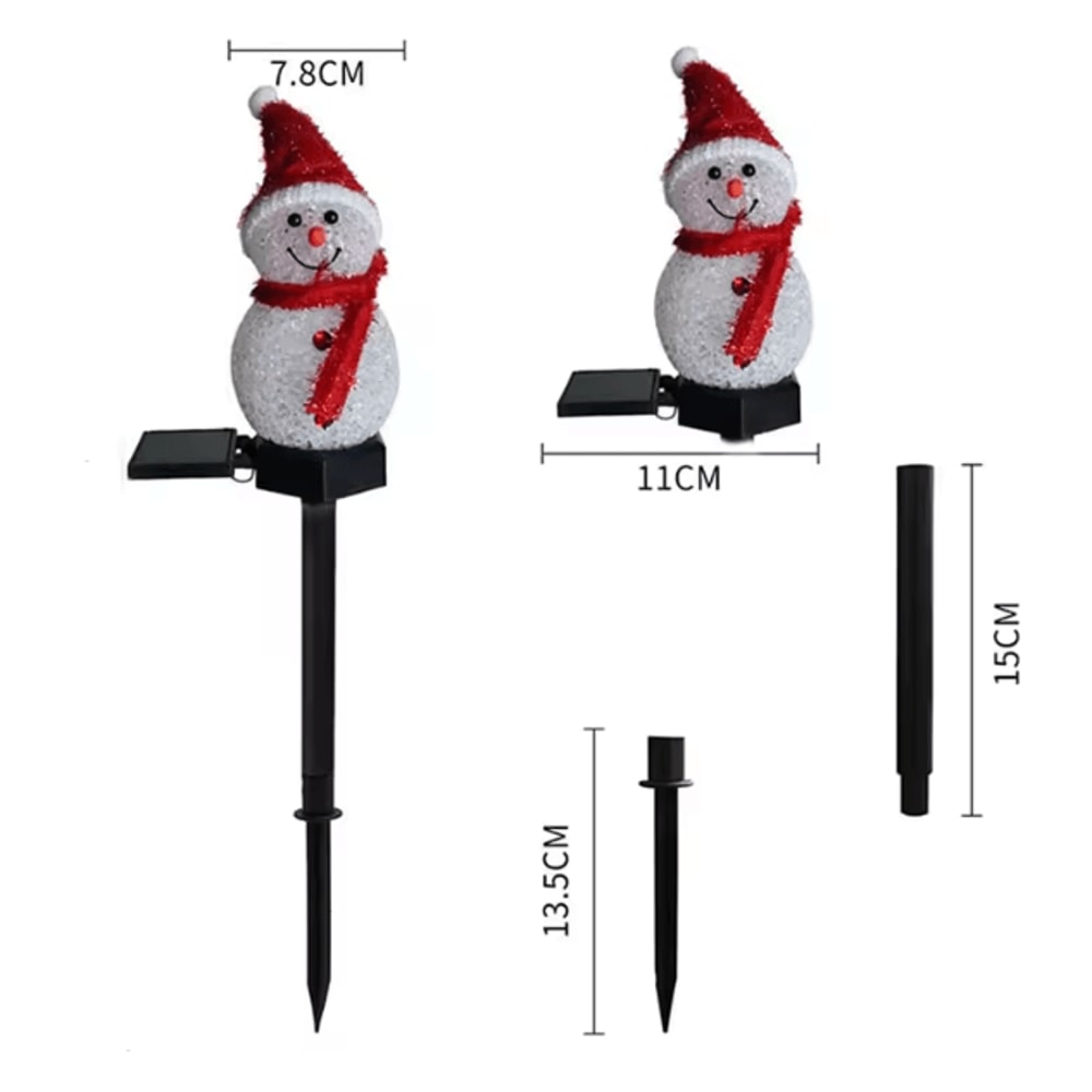 Festive LED Solar Snowman Garden Stake Lights For Outdoor Decor 4