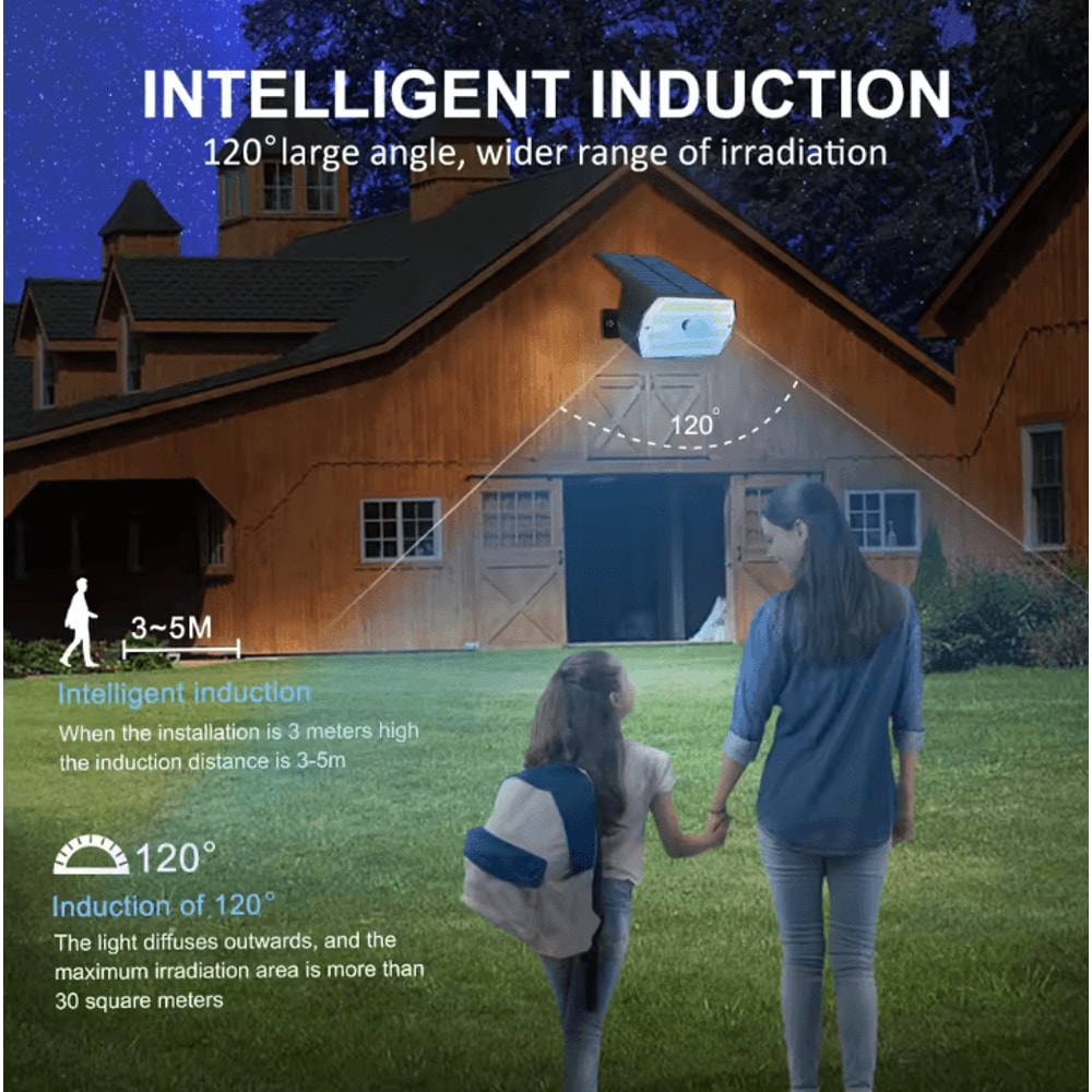 Solar 60 LED Motion Sensor Outdoor Security Spotlight 3Mode Waterproof Garden Light 5