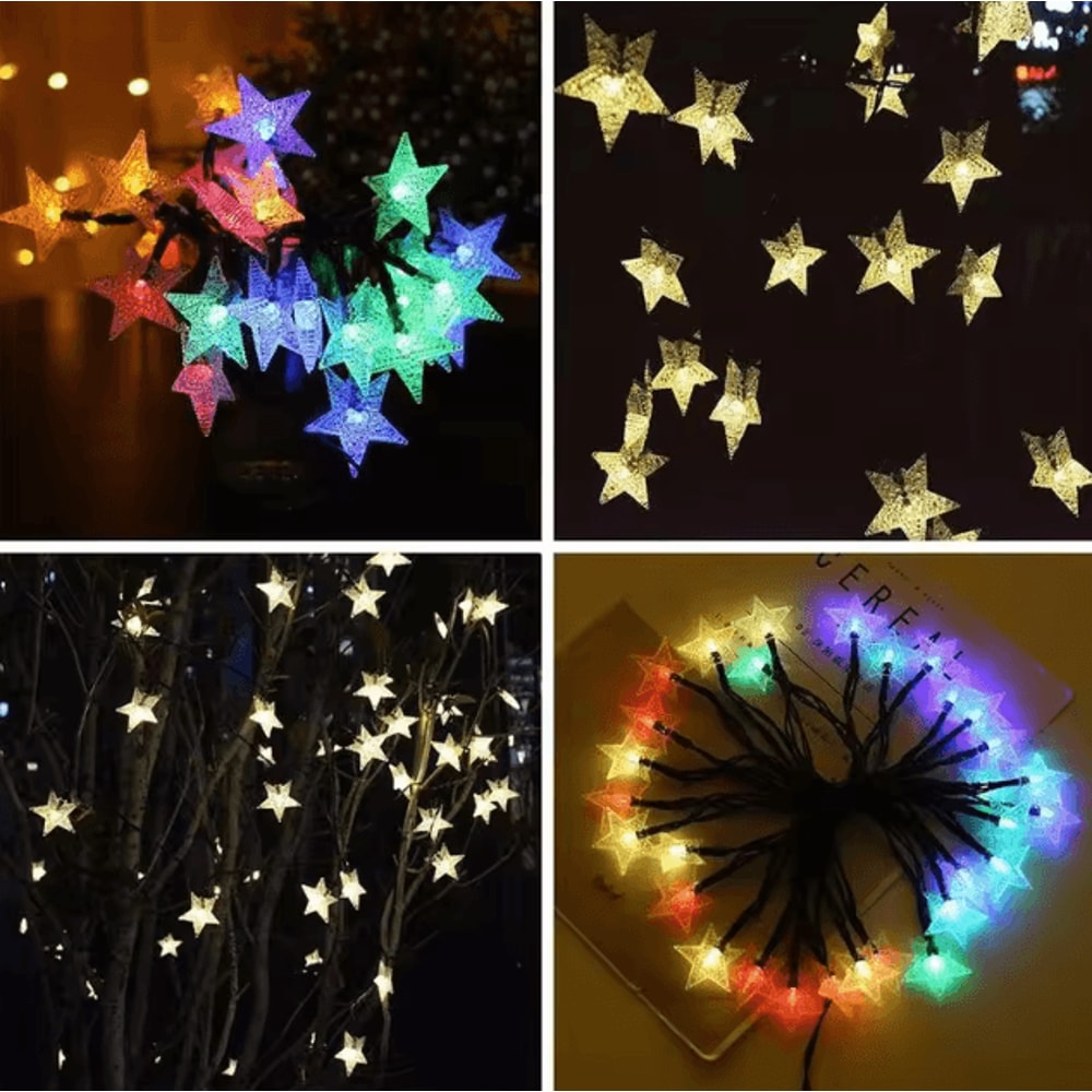 Solar Star Outdoor String Lights Weatherproof Solar Fairy Lights For Garden Party Decor 2