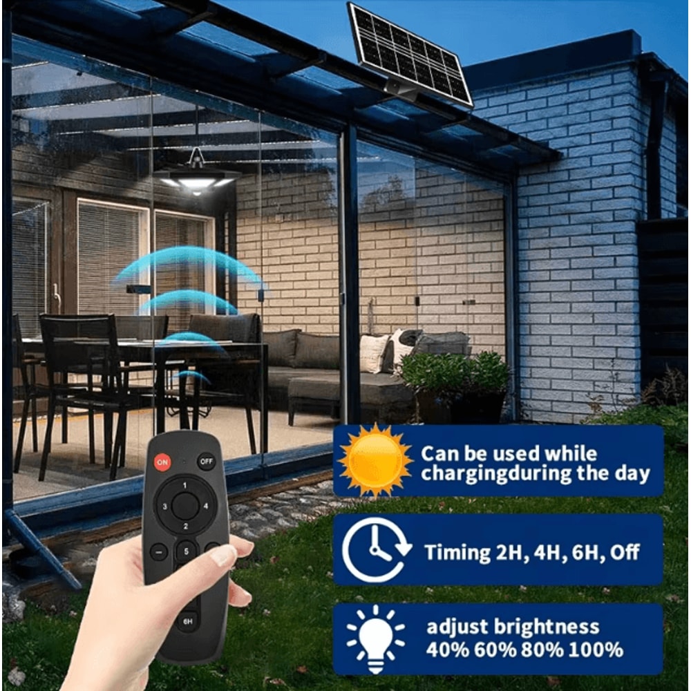 Solar 180 LED Pendant Shed Light 1000 LM RemoteControlled IndoorOutdoor Solar Lamp 3