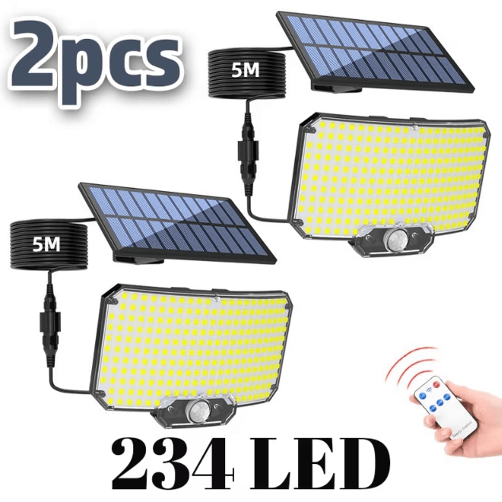 Solar 234 LED Outdoor Motion Sensor Flood Light Super Bright RemoteControlled Wall Security Lamp 0
