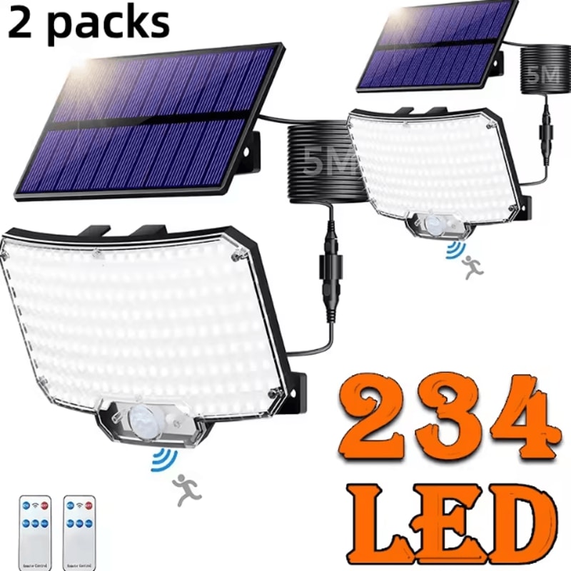 Solar 234 LED Outdoor Motion Sensor Flood Light Super Bright RemoteControlled Wall Security Lamp 8