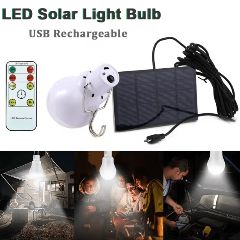 Solar USBSolar Dual Charging Portable LED Bulb Waterproof Emergency Outdoor Light 0