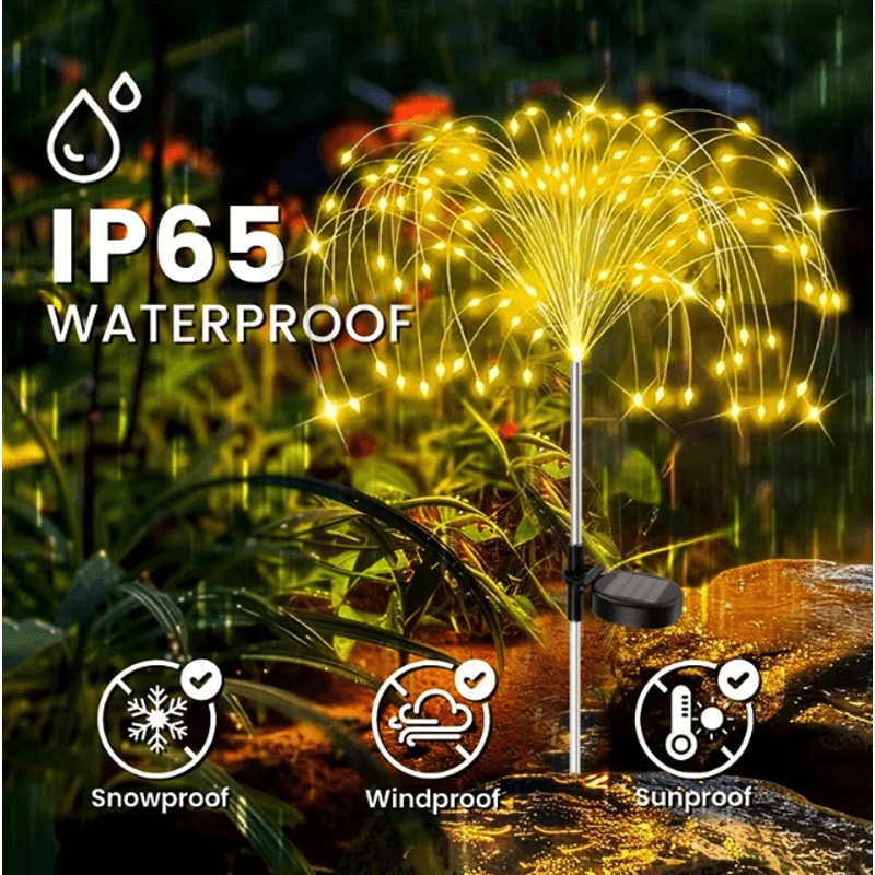 Solar Flower Fairy Lights Outdoor Waterproof Garden Patio Firework Decor 0