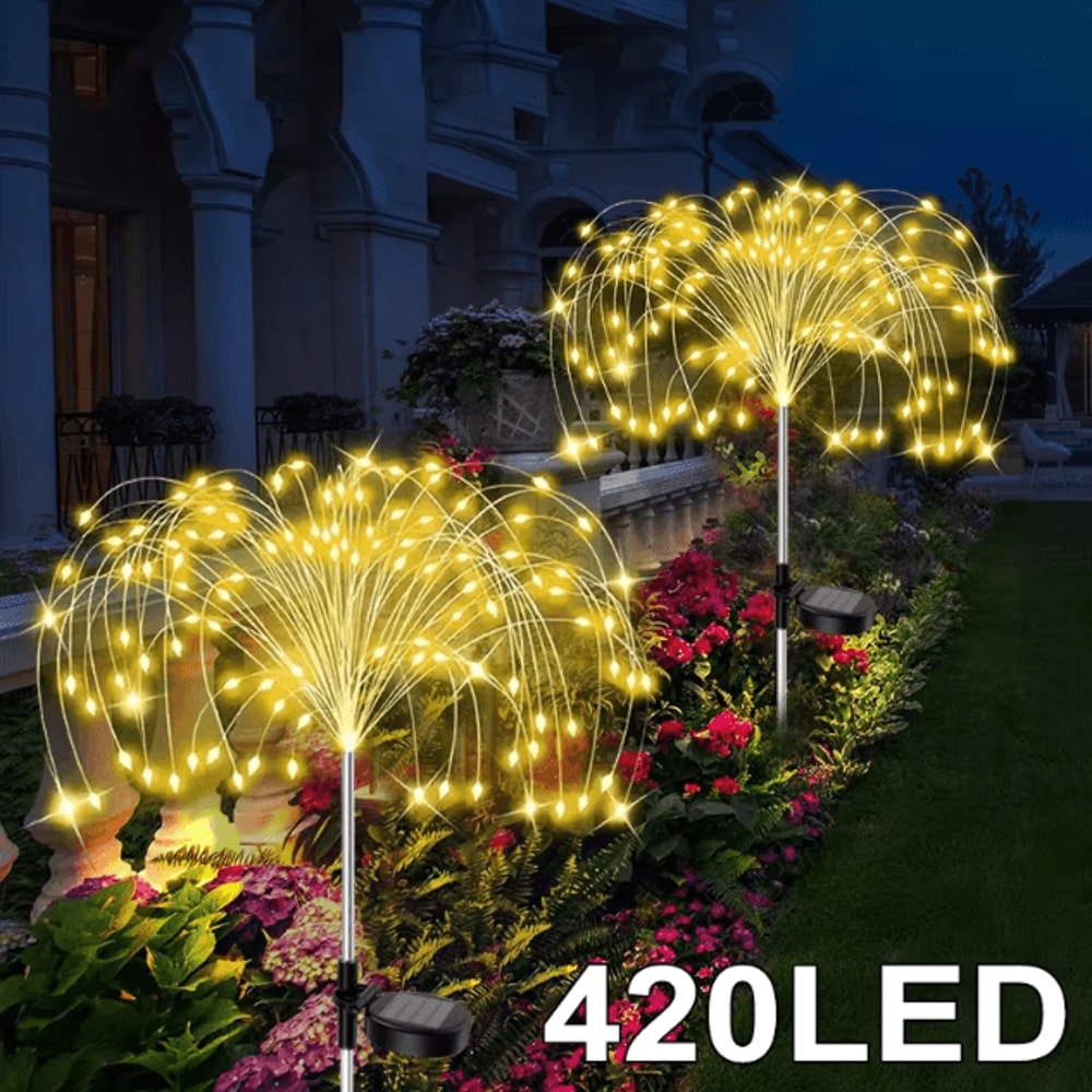 Solar Flower Fairy Lights Outdoor Waterproof Garden Patio Firework Decor 1