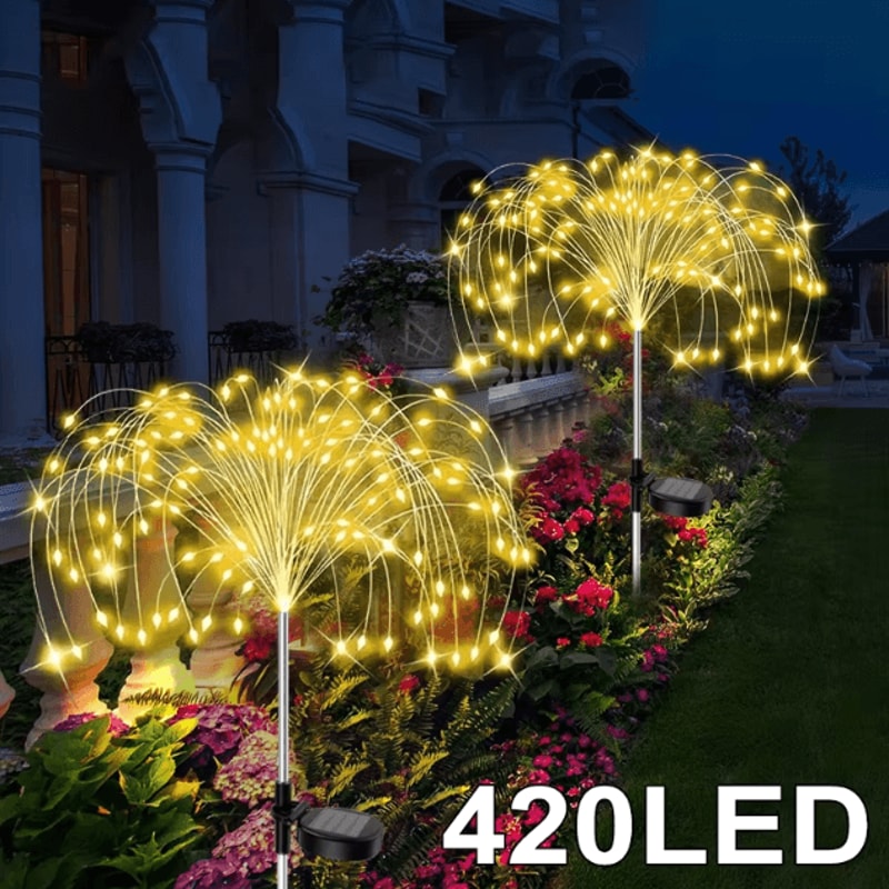 Solar Flower Fairy Lights Outdoor Waterproof Garden Patio Firework Decor 1