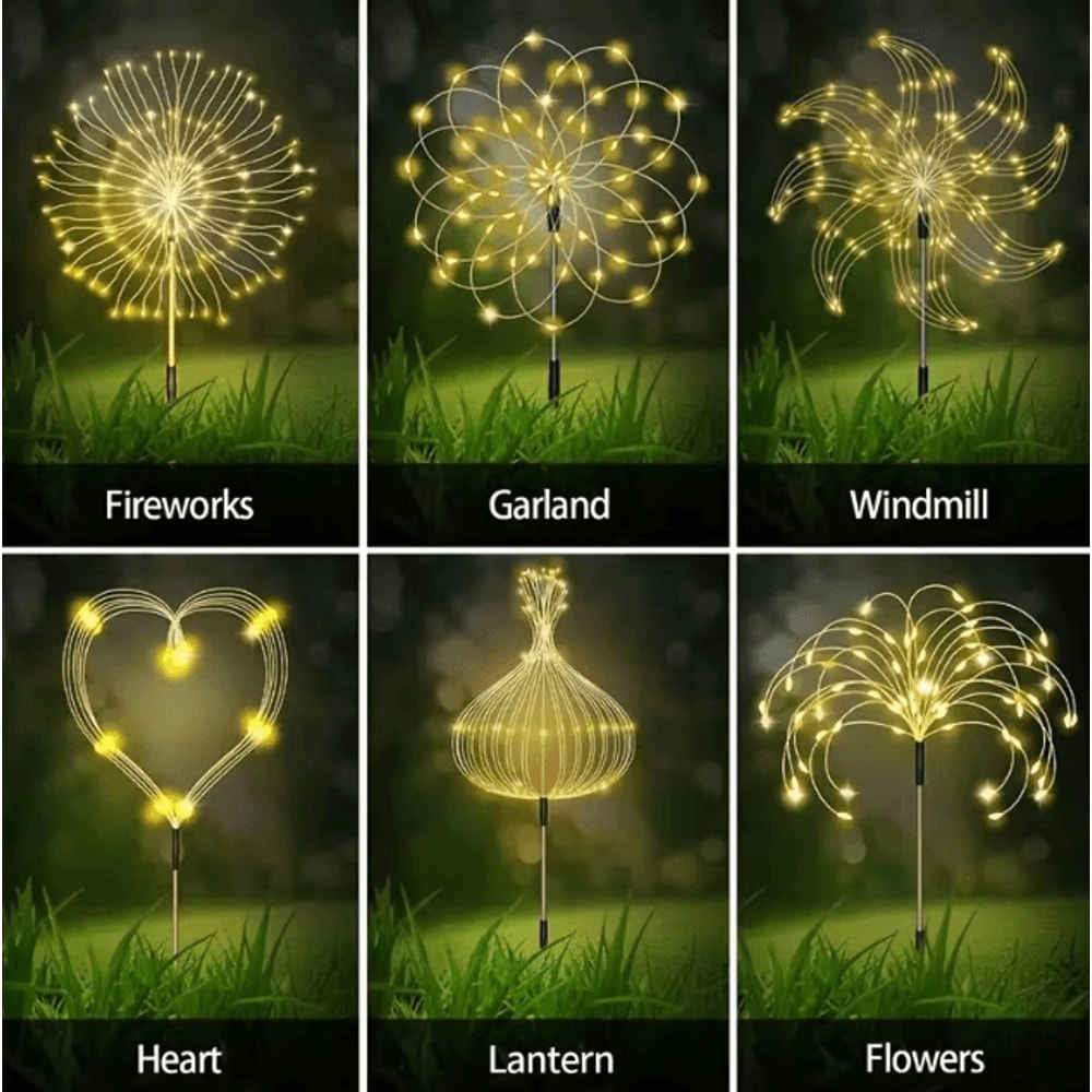 Solar Flower Fairy Lights Outdoor Waterproof Garden Patio Firework Decor 3
