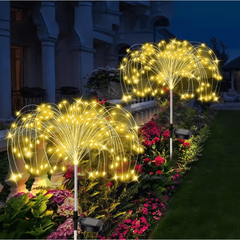 Solar Flower Fairy Lights Outdoor Waterproof Garden Patio Firework Decor 7