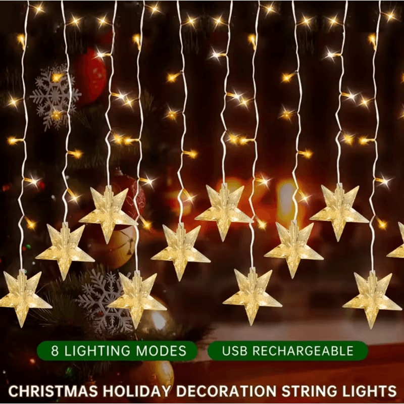 Solar 96 LED Ice Crystal String Lights Outdoor Fairy Party Decoration 1