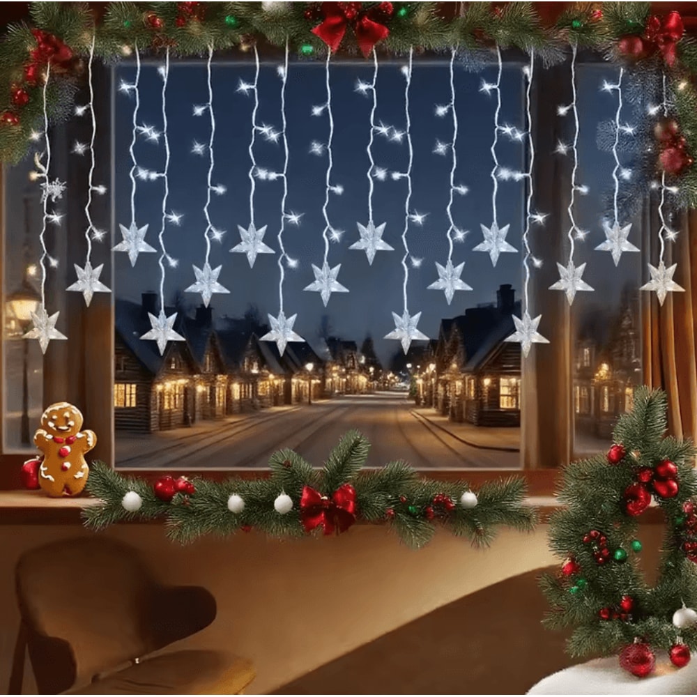 Solar 96 LED Ice Crystal String Lights Outdoor Fairy Party Decoration 3