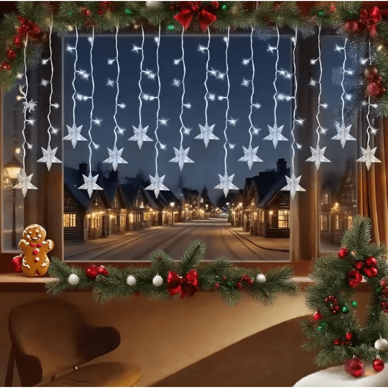 Solar 96 LED Ice Crystal String Lights Outdoor Fairy Party Decoration 3