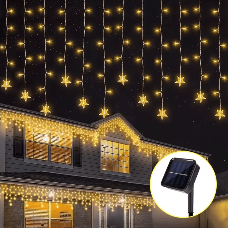 Solar 96 LED Ice Crystal String Lights Outdoor Fairy Party Decoration 6
