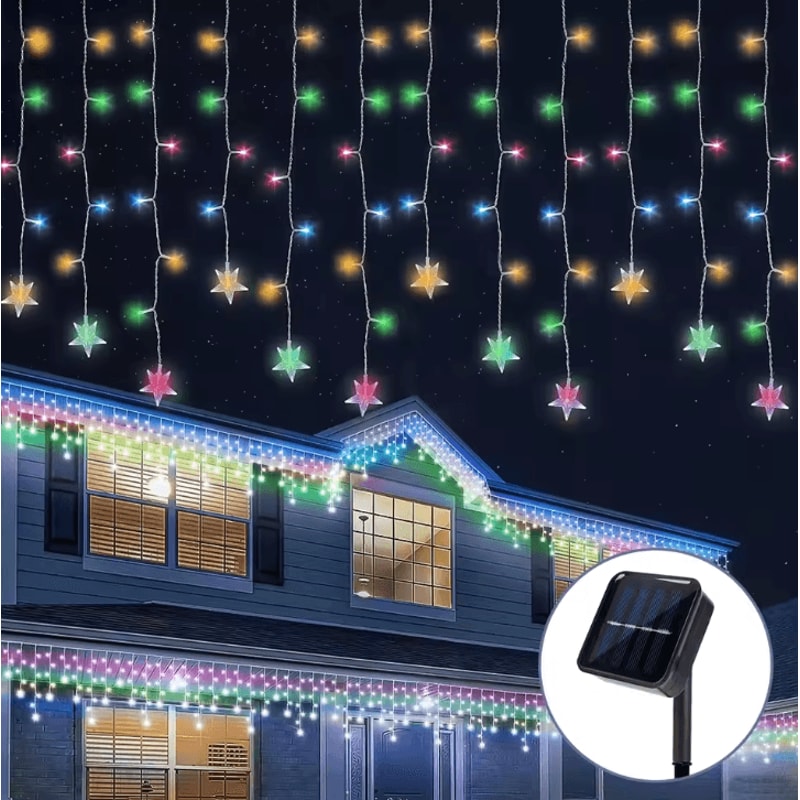Solar 96 LED Ice Crystal String Lights Outdoor Fairy Party Decoration 7