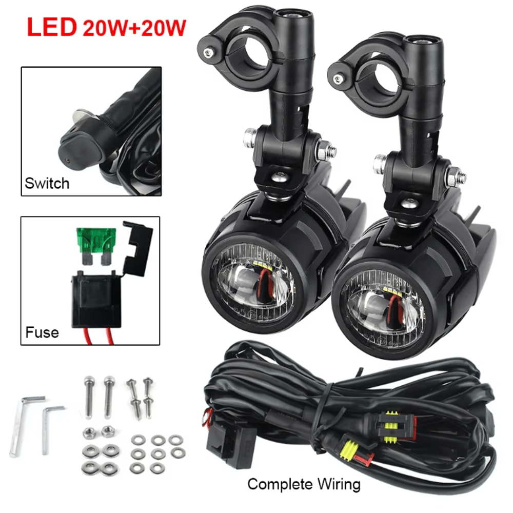 40W LED Motorcycle Auxiliary Driving Fog Lights Super Bright 6000K Universal Spot Lamps 2