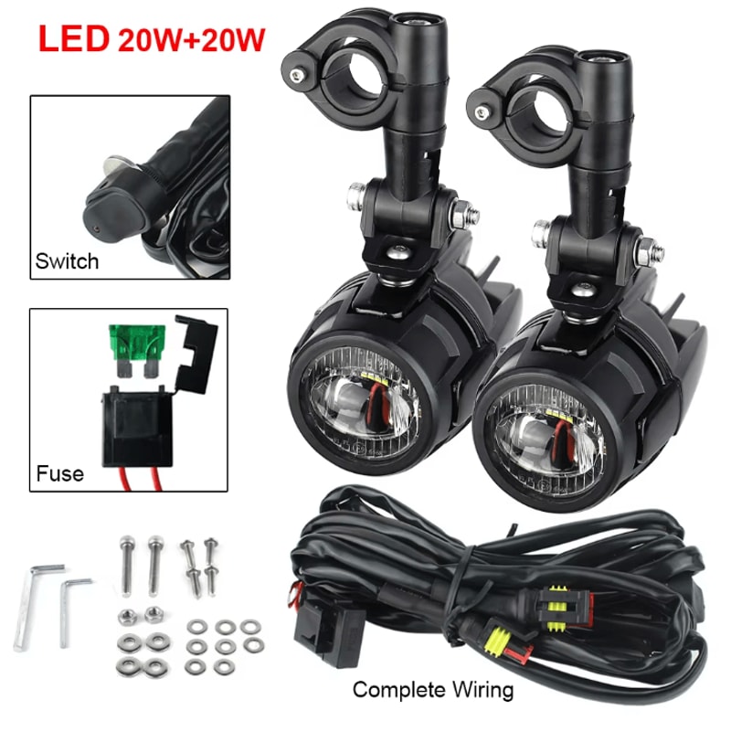 40W LED Motorcycle Auxiliary Driving Fog Lights Super Bright 6000K Universal Spot Lamps 2