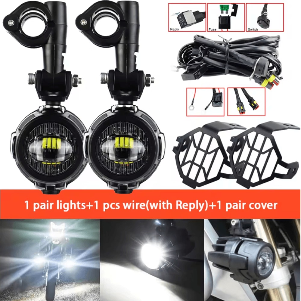 40W LED Motorcycle Auxiliary Driving Fog Lights Super Bright 6000K Universal Spot Lamps 9