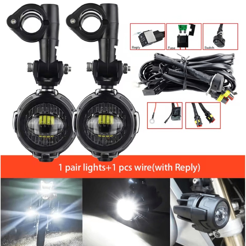 40W LED Motorcycle Auxiliary Driving Fog Lights Super Bright 6000K Universal Spot Lamps 5