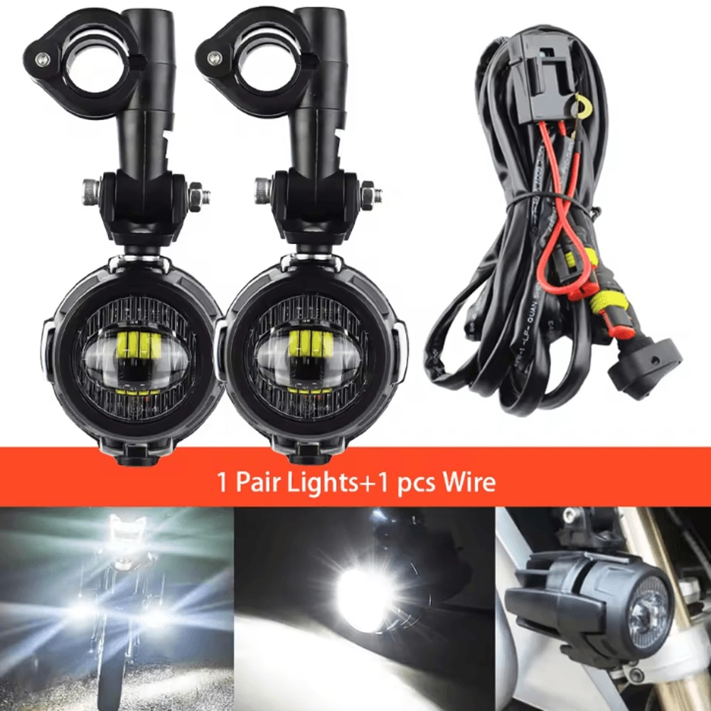 40W LED Motorcycle Auxiliary Driving Fog Lights Super Bright 6000K Universal Spot Lamps 7
