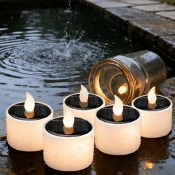 solar led tea light candle set – 6 pack waterproof dusk-to-dawn outdoor lighting