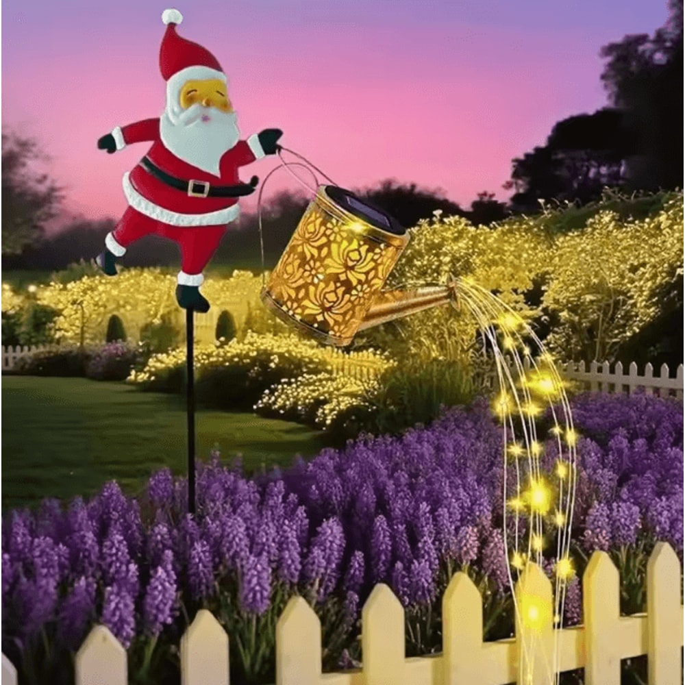 Solar Santa Claus Kettle Garden Lights Outdoor Christmas Yard Decoration 1