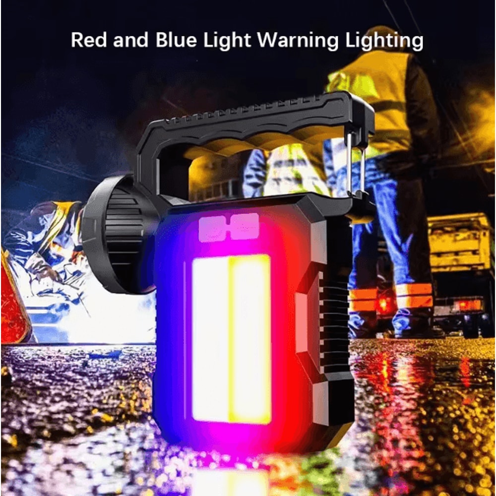 Solar Rechargeable Portable Searchlight With COB Work Light Powerful Outdoor Camping Emergency La 3