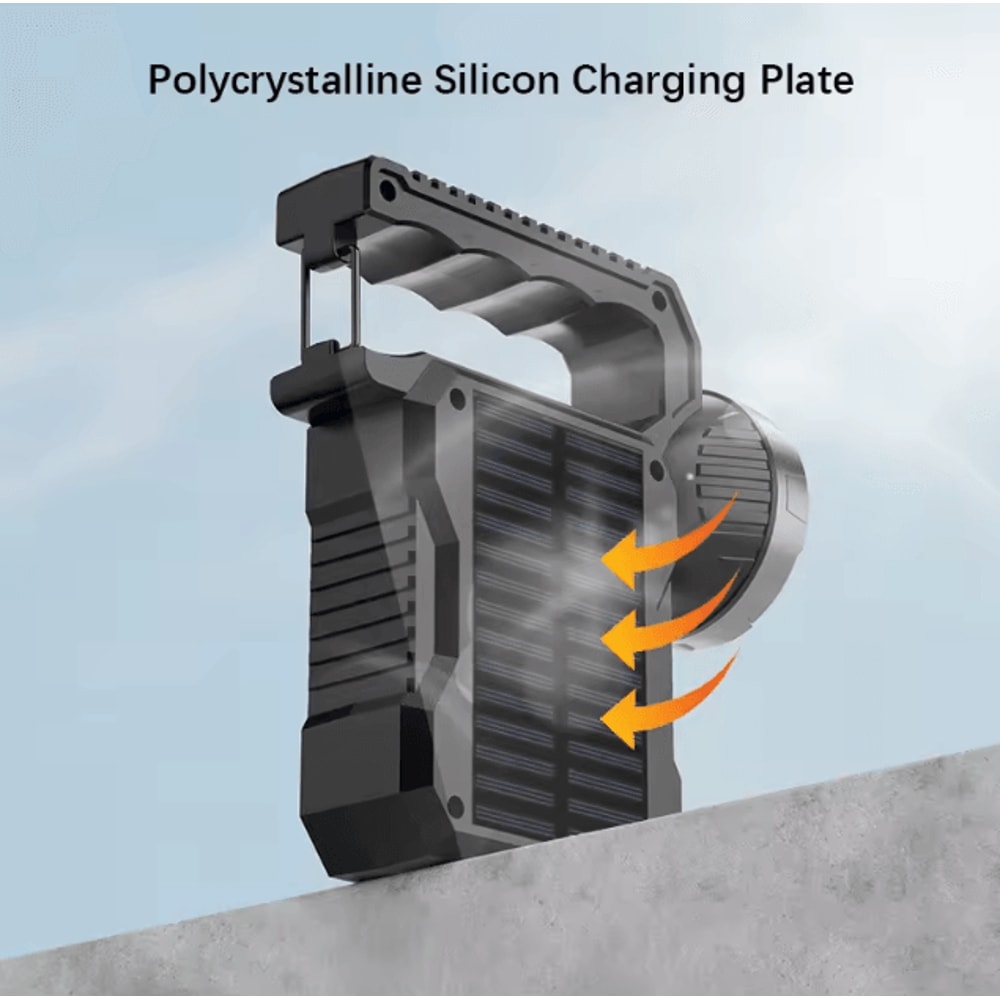Solar Rechargeable Portable Searchlight With COB Work Light Powerful Outdoor Camping Emergency La 4