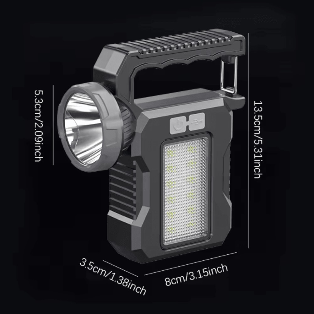 Solar Rechargeable Portable Searchlight With COB Work Light Powerful Outdoor Camping Emergency La 5