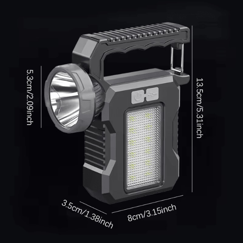 Solar Rechargeable Portable Searchlight With COB Work Light Powerful Outdoor Camping Emergency La 5