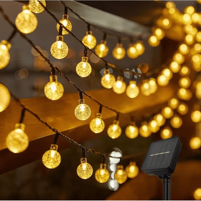 Solar Outdoor Bubble Ball String Lights Waterproof LED Atmosphere Lighting For Yard Patio Parties 0
