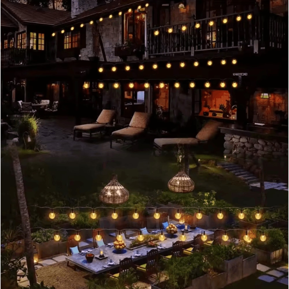 Solar Outdoor Bubble Ball String Lights Waterproof LED Atmosphere Lighting For Yard Patio Parties 1