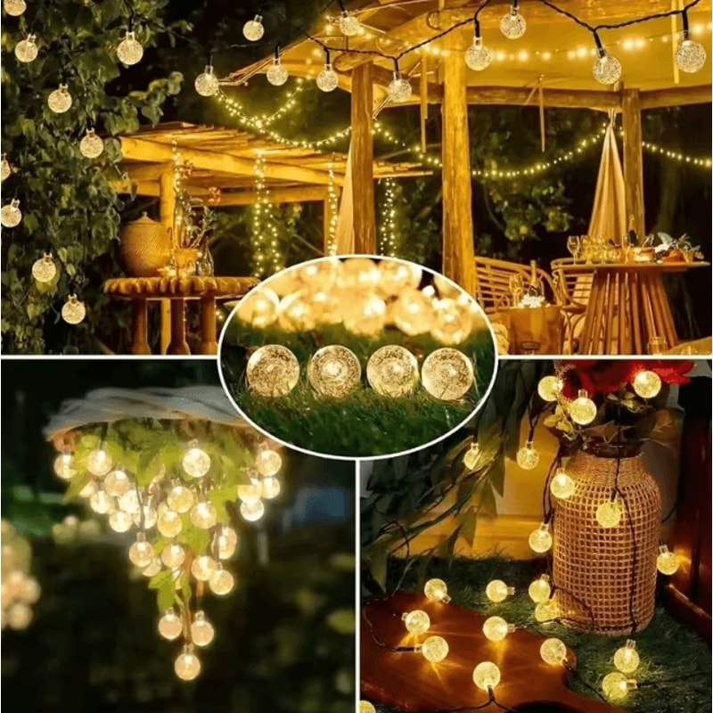 Solar Outdoor Bubble Ball String Lights Waterproof LED Atmosphere Lighting For Yard Patio Parties 2