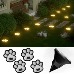 solar 4-pack dog paw outdoor led lawn lights – waterproof garden landscape decor
