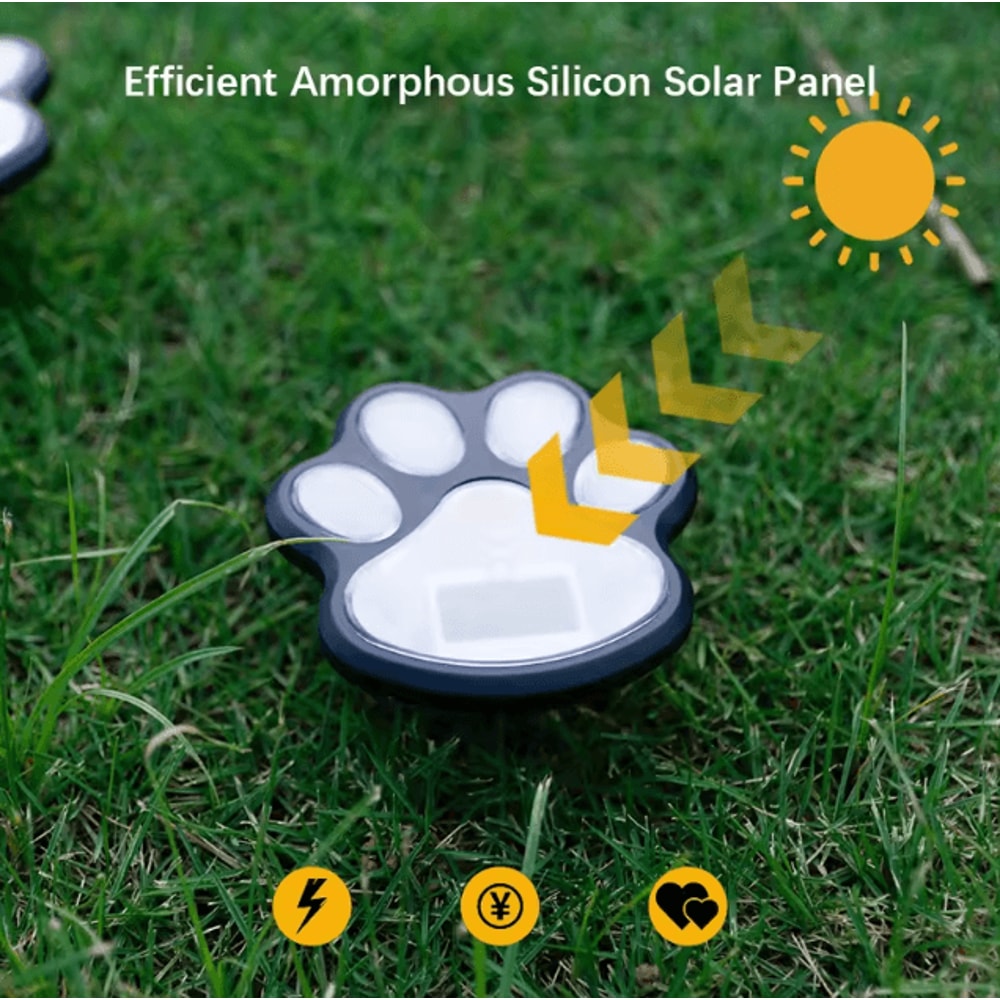 Solar 4Pack Dog Paw Outdoor LED Lawn Lights Waterproof Garden Landscape Decor 1